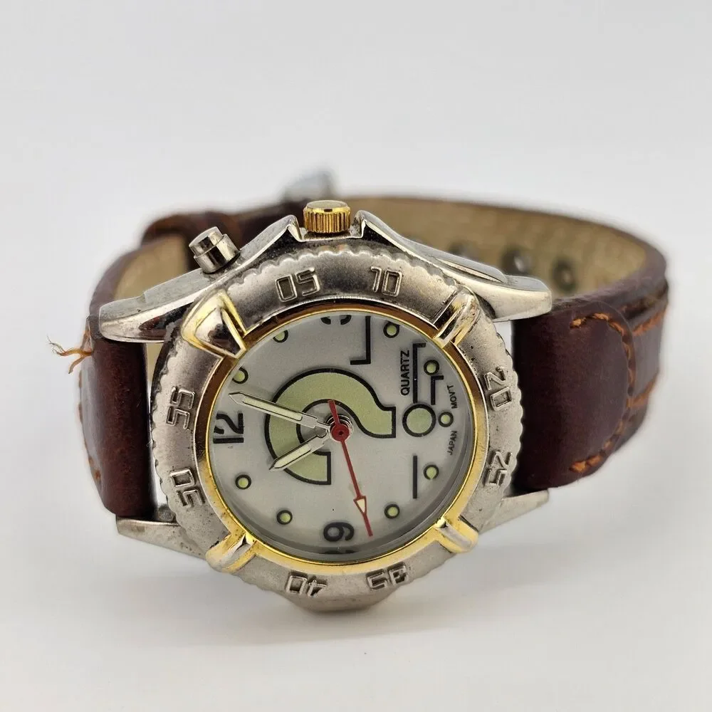 34MM Watch Women Question Mark Dial Brown Leather Bands Up to 6